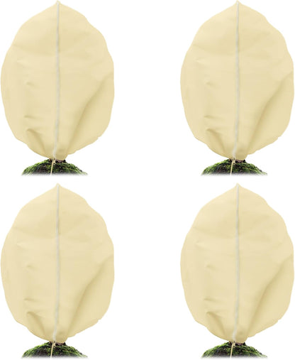 4 PCS Heavy Duty Plant Covers Freeze Protection, 2.82oz/yd² Winter Frost Blankets with Zipper & Drawstring, 39.3"x39.3" Reusable Shrub Covers for Outdoor Potted Plants, Bushes, Rose
