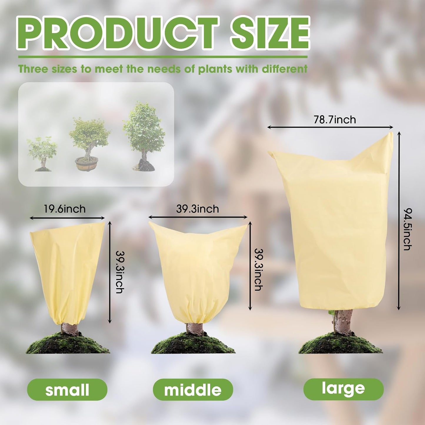 4 PCS Heavy Duty Plant Covers Freeze Protection, 2.82oz/yd² Winter Frost Blankets with Zipper & Drawstring, 39.3"x39.3" Reusable Shrub Covers for Outdoor Potted Plants, Bushes, Rose