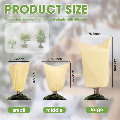 4 PCS Heavy Duty Plant Covers Freeze Protection, 2.82oz/yd² Winter Frost Blankets with Zipper & Drawstring, 39.3"x39.3" Reusable Shrub Covers for Outdoor Potted Plants, Bushes, Rose