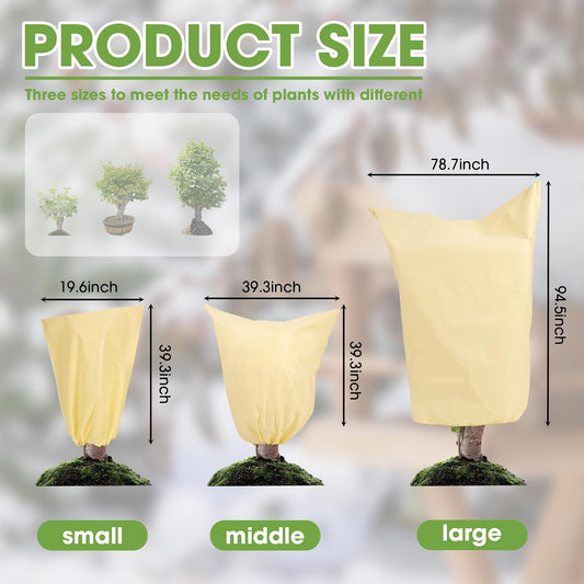4 PCS Heavy Duty Plant Covers Freeze Protection, 2.82oz/yd² Winter Frost Blankets with Zipper & Drawstring, 39.3"x39.3" Reusable Shrub Covers for Outdoor Potted Plants, Bushes, Rose