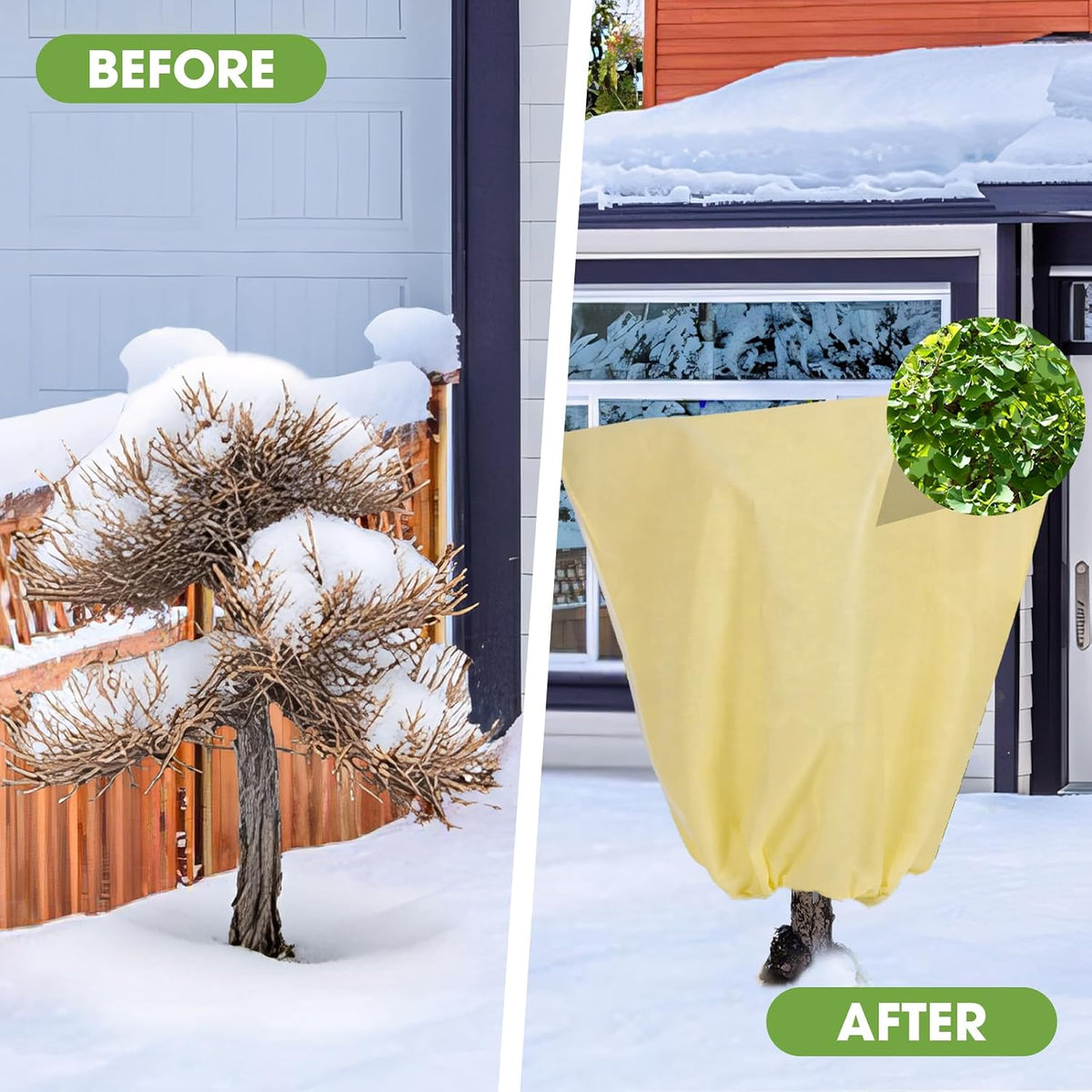 4 PCS Heavy Duty Plant Covers Freeze Protection, 2.82oz/yd² Winter Frost Blankets with Zipper & Drawstring, 39.3"x39.3" Reusable Shrub Covers for Outdoor Potted Plants, Bushes, Rose
