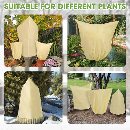 4 PCS Heavy Duty Plant Covers Freeze Protection, 2.82oz/yd² Winter Frost Blankets with Zipper & Drawstring, 39.3"x39.3" Reusable Shrub Covers for Outdoor Potted Plants, Bushes, Rose