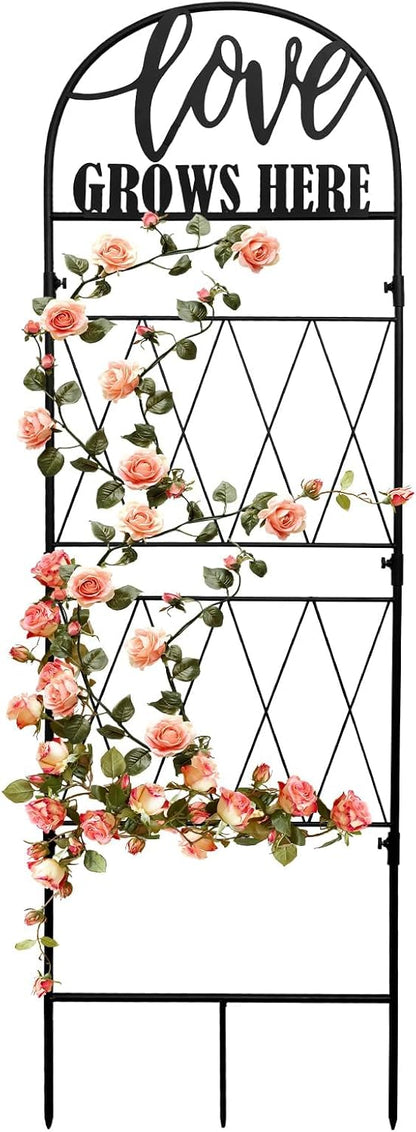 45 * 14 inch Metal Garden Trellis for Climbing Plants Flowers Outdoor,Heavy Duty,Black Coating Rustproof Trellis for Rose, Vegetable, Flowers, Perfect for Training Climbing Plants (1Pcs)