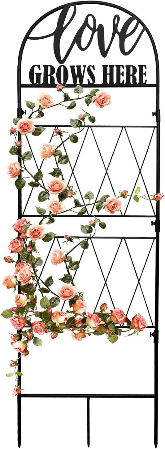 45 * 14 inch Metal Garden Trellis for Climbing Plants Flowers Outdoor,Heavy Duty,Black Coating Rustproof Trellis for Rose, Vegetable, Flowers, Perfect for Training Climbing Plants (1Pcs)