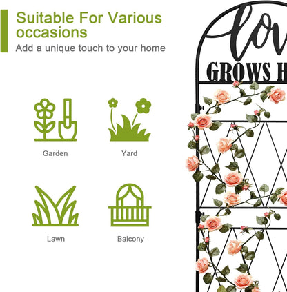45 * 14 inch Metal Garden Trellis for Climbing Plants Flowers Outdoor,Heavy Duty,Black Coating Rustproof Trellis for Rose, Vegetable, Flowers, Perfect for Training Climbing Plants (1Pcs)