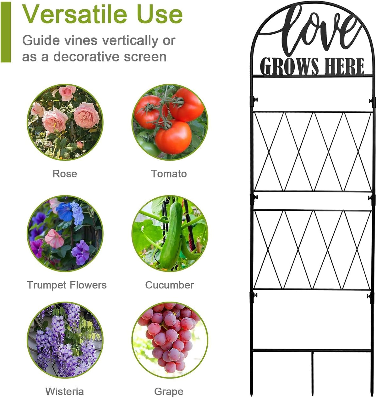 45 * 14 inch Metal Garden Trellis for Climbing Plants Flowers Outdoor,Heavy Duty,Black Coating Rustproof Trellis for Rose, Vegetable, Flowers, Perfect for Training Climbing Plants (1Pcs)