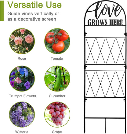 45 * 14 inch Metal Garden Trellis for Climbing Plants Flowers Outdoor,Heavy Duty,Black Coating Rustproof Trellis for Rose, Vegetable, Flowers, Perfect for Training Climbing Plants (1Pcs)