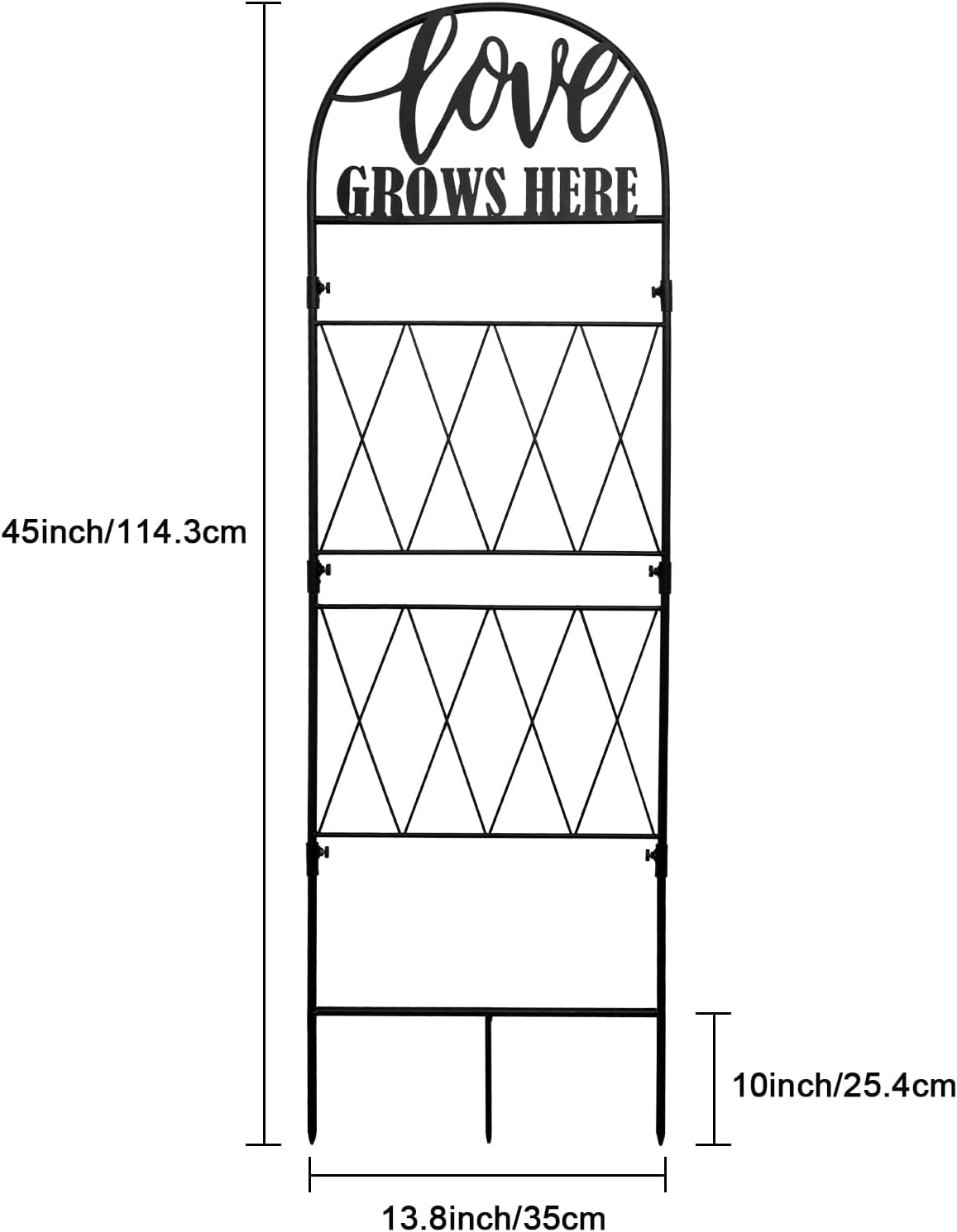 45 * 14 inch Metal Garden Trellis for Climbing Plants Flowers Outdoor,Heavy Duty,Black Coating Rustproof Trellis for Rose, Vegetable, Flowers, Perfect for Training Climbing Plants (1Pcs)