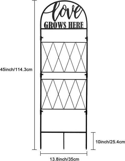 45 * 14 inch Metal Garden Trellis for Climbing Plants Flowers Outdoor,Heavy Duty,Black Coating Rustproof Trellis for Rose, Vegetable, Flowers, Perfect for Training Climbing Plants (1Pcs)