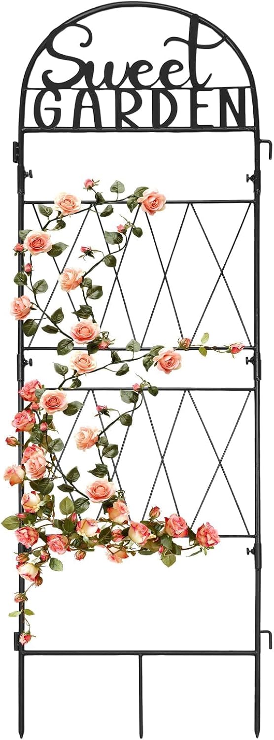 45 * 14 inch Metal Garden Trellis for Climbing Plants Flowers Outdoor,Heavy Duty,Black Coating Rustproof Trellis for Rose, Vegetable, Flowers, Perfect for Training Climbing Plants (1Pcs)
