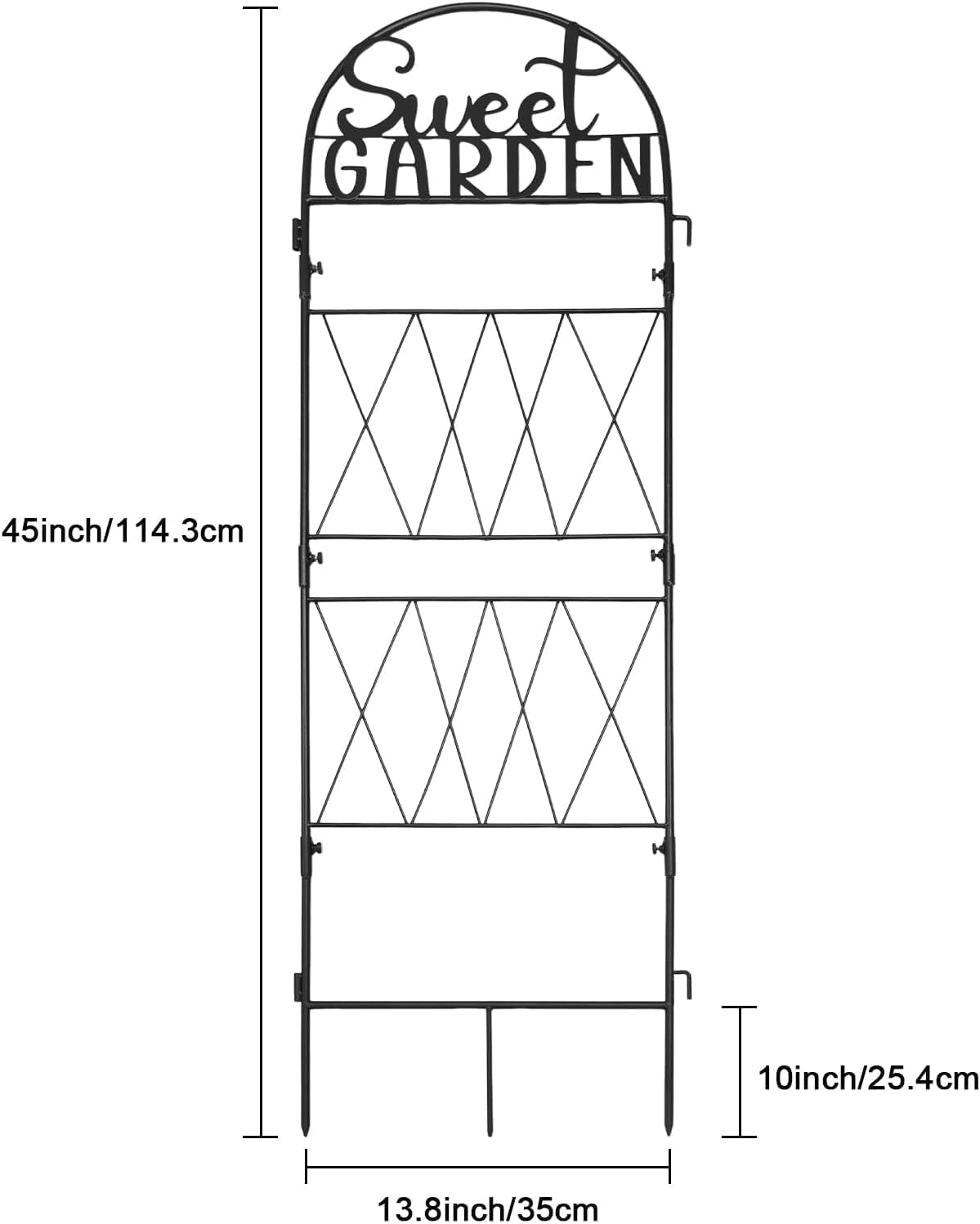 45 * 14 inch Metal Garden Trellis for Climbing Plants Flowers Outdoor,Heavy Duty,Black Coating Rustproof Trellis for Rose, Vegetable, Flowers, Perfect for Training Climbing Plants (1Pcs)