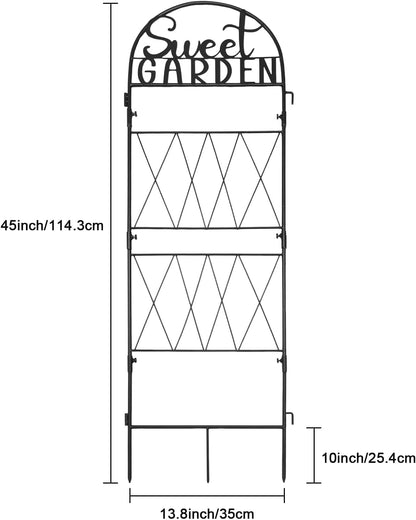 45 * 14 inch Metal Garden Trellis for Climbing Plants Flowers Outdoor,Heavy Duty,Black Coating Rustproof Trellis for Rose, Vegetable, Flowers, Perfect for Training Climbing Plants (1Pcs)