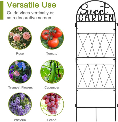 45 * 14 inch Metal Garden Trellis for Climbing Plants Flowers Outdoor,Heavy Duty,Black Coating Rustproof Trellis for Rose, Vegetable, Flowers, Perfect for Training Climbing Plants (1Pcs)