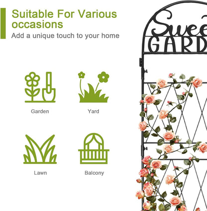 45 * 14 inch Metal Garden Trellis for Climbing Plants Flowers Outdoor,Heavy Duty,Black Coating Rustproof Trellis for Rose, Vegetable, Flowers, Perfect for Training Climbing Plants (1Pcs)