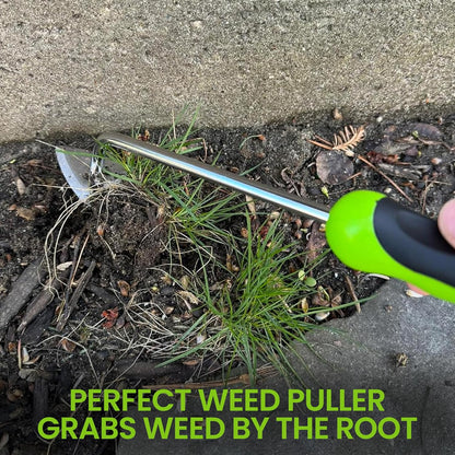 Root Weeder Tool with Ergonomic Handle - Stainless Steel Weed Puller for Planting, Weeding, Flower and Vegetable Care in Lawn Garden Yard | Rust Resistant