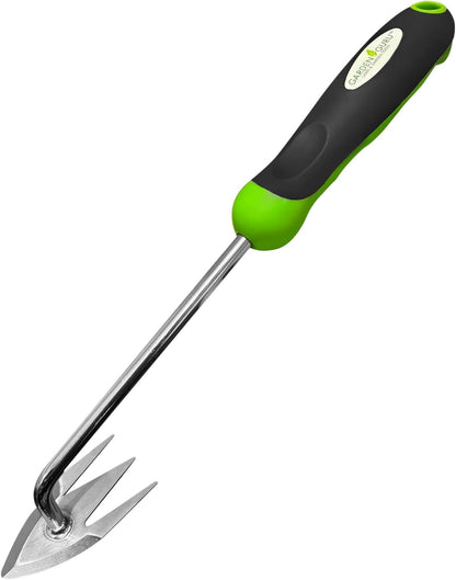 Root Weeder Tool with Ergonomic Handle - Stainless Steel Weed Puller for Planting, Weeding, Flower and Vegetable Care in Lawn Garden Yard | Rust Resistant