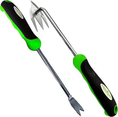 Root Weeder Tool with Ergonomic Handle - Stainless Steel Weed Puller for Planting, Weeding, Flower and Vegetable Care in Lawn Garden Yard | Rust Resistant