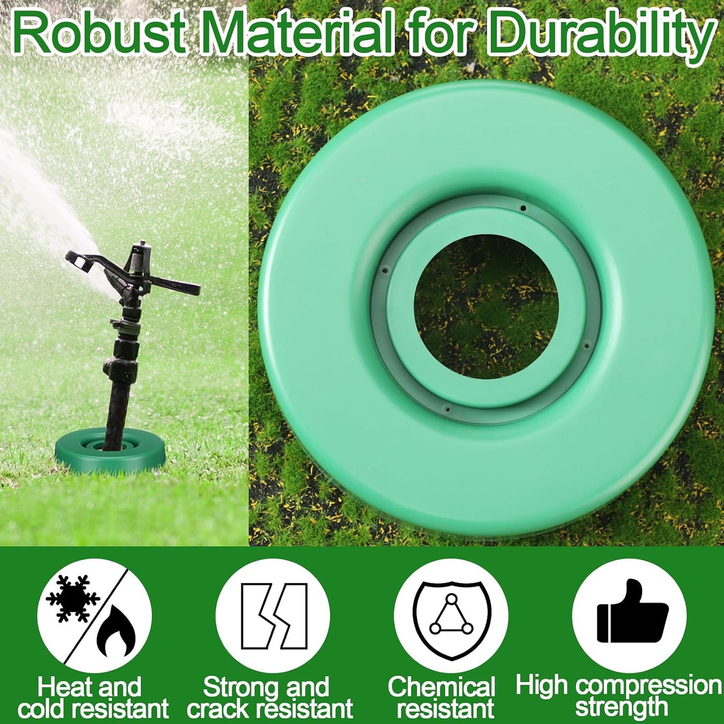 6 Pcs Sprinkler Head Protector Plastic Donut Guard for Lawn 1.8" ID 6" OD Fit Most Standard Pop-up Sprinkler Heads Against Lawn Mowers & Vehicles, Green