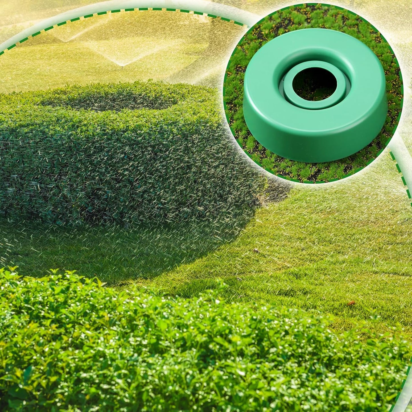6 Pcs Sprinkler Head Protector Plastic Donut Guard for Lawn 1.8" ID 6" OD Fit Most Standard Pop-up Sprinkler Heads Against Lawn Mowers & Vehicles, Green