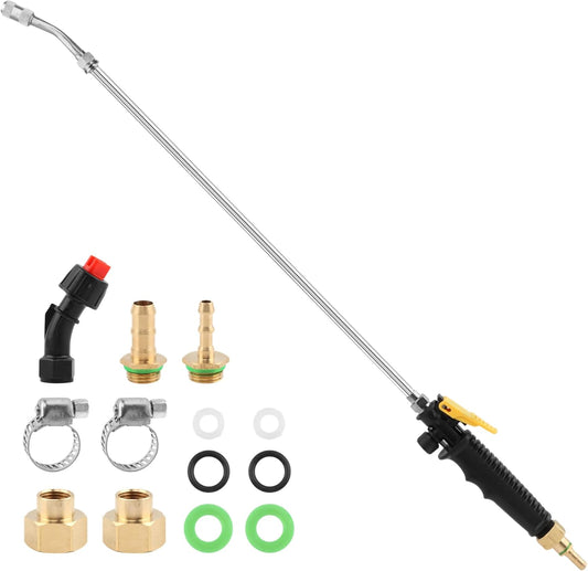 28" Stainless Steel Sprayer Wand with Shut-Off Valve & Quick Connector