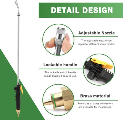 28" Stainless Steel Sprayer Wand with Shut-Off Valve & Quick Connector