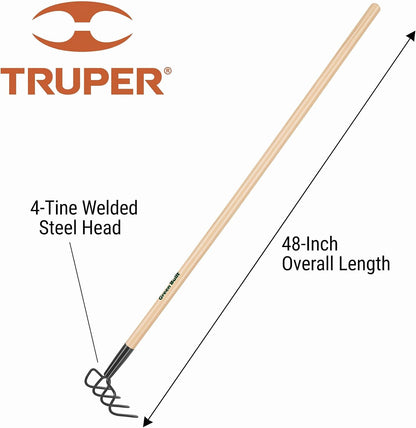 30024 Tru Tough 4-Tine Forged Cultivator, 5-Inch Head, 54-Inch Wood Handle