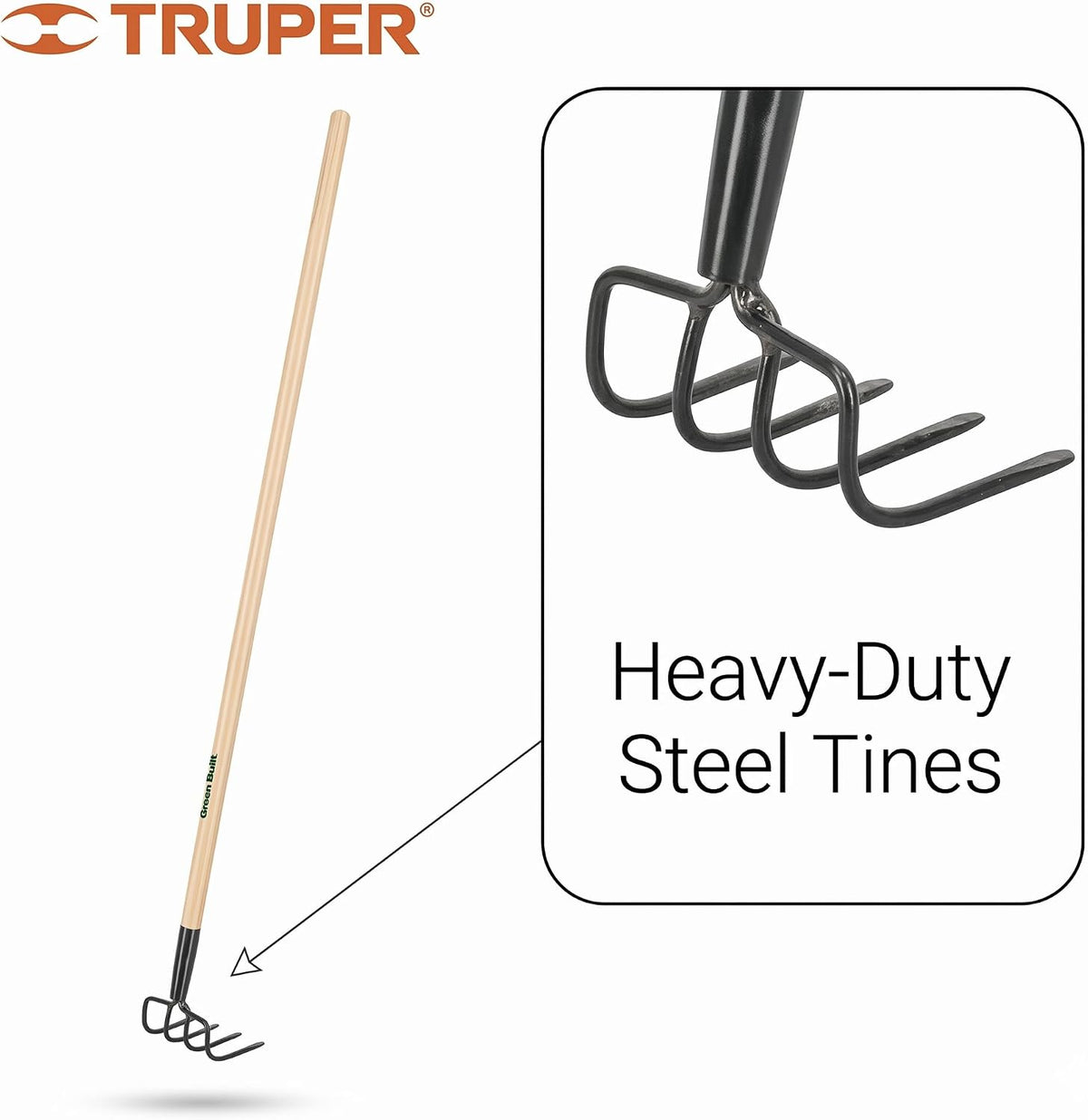 30024 Tru Tough 4-Tine Forged Cultivator, 5-Inch Head, 54-Inch Wood Handle