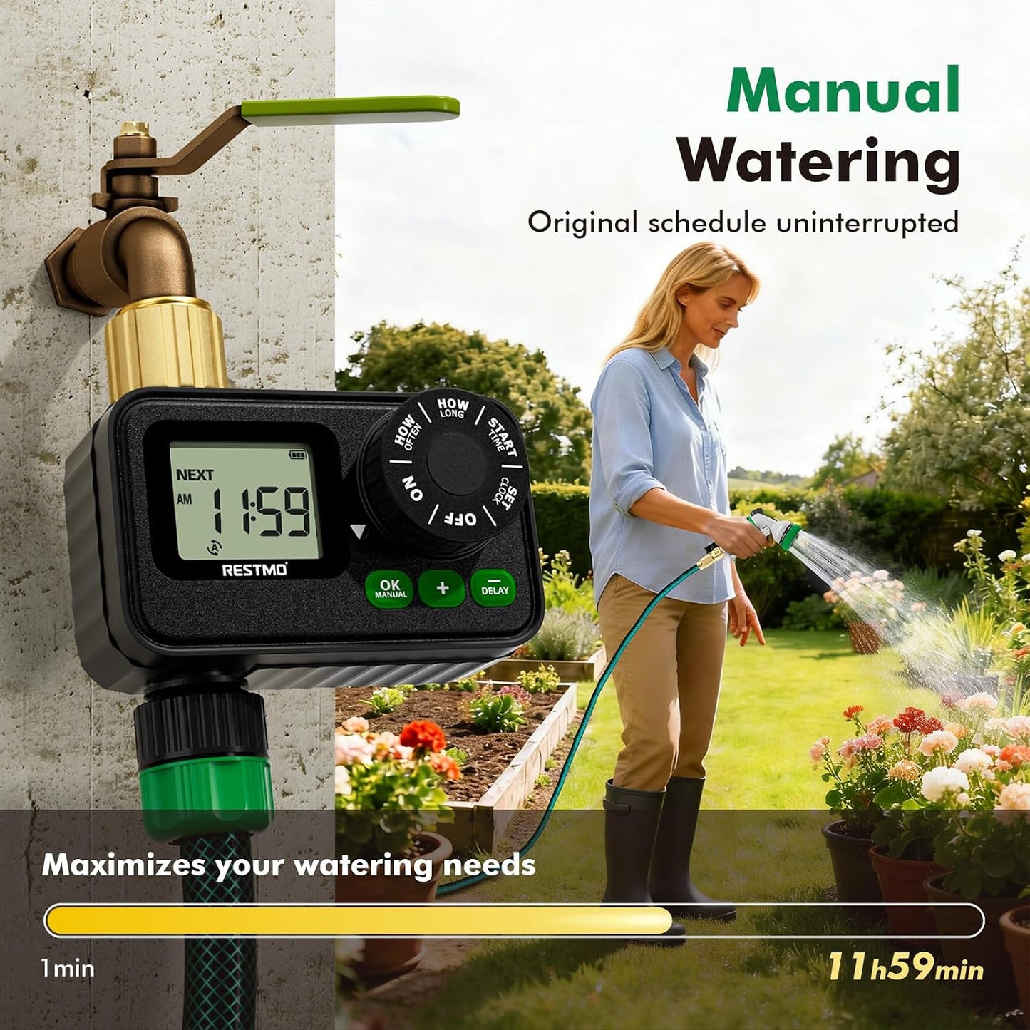 Sprinkler Timer for Outdoor Hose Faucet, Programmable Water Timer