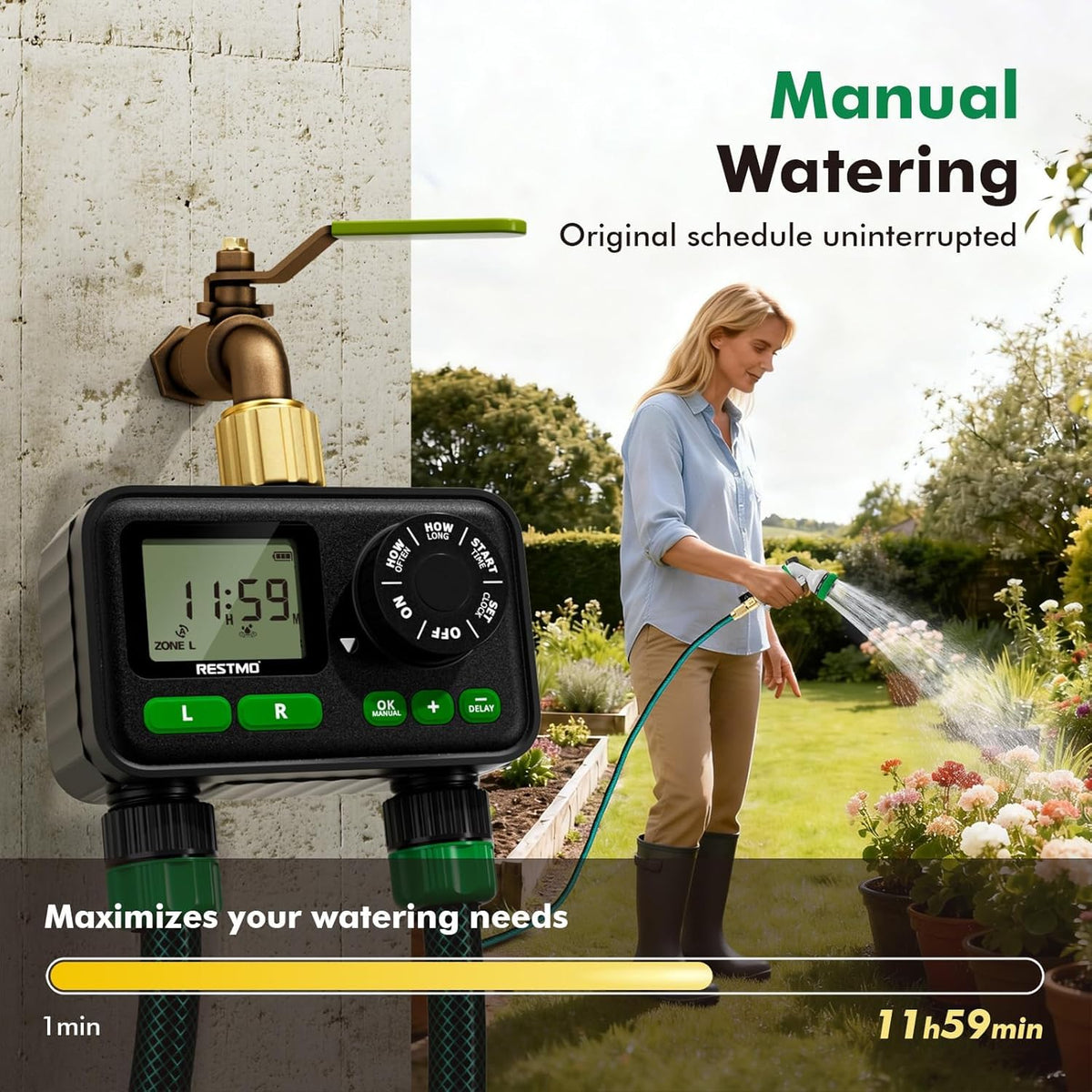 Sprinkler Timer for Outdoor Hose Faucet, Programmable Water Timer