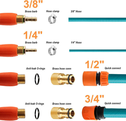 44-Inch All Metal Sprayer Wand with Built-in Shut Valve, 1/4" & 3/8" Brass Barb Sprayer Wand Replacement, Garden Hose Wand Sprayer Watering Wand Suitable for 1/2" & 3/4" Hose Quick Connectors