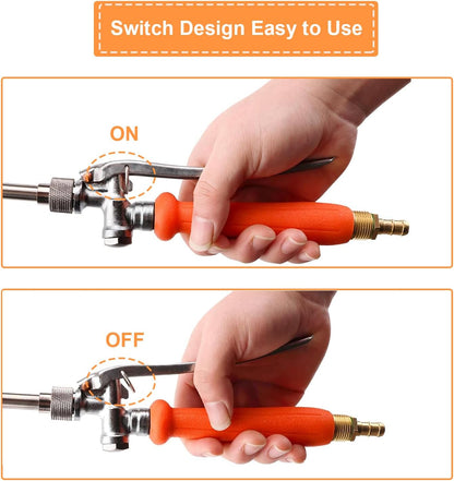 44-Inch All Metal Sprayer Wand with Built-in Shut Valve, 1/4" & 3/8" Brass Barb Sprayer Wand Replacement, Garden Hose Wand Sprayer Watering Wand Suitable for 1/2" & 3/4" Hose Quick Connectors