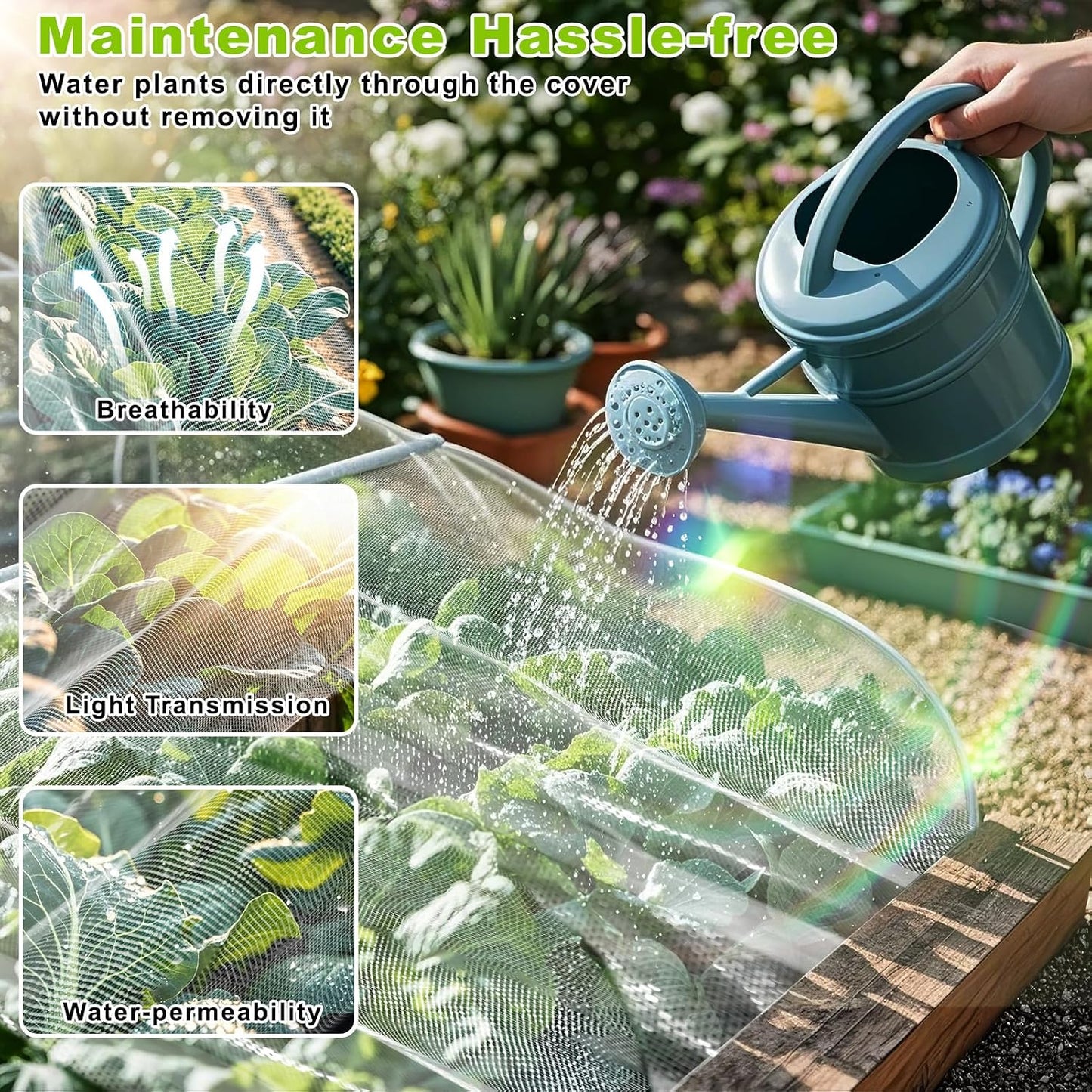 Remiawy Garden Netting, 2 Pack 10 x 33 FT Ultra Fine Garden Mesh Netting for Plants, Gardening Raised Bed Barrier Row Cover Protection Screen for Fruits Flowers Vegetables from Birds Animals Deer