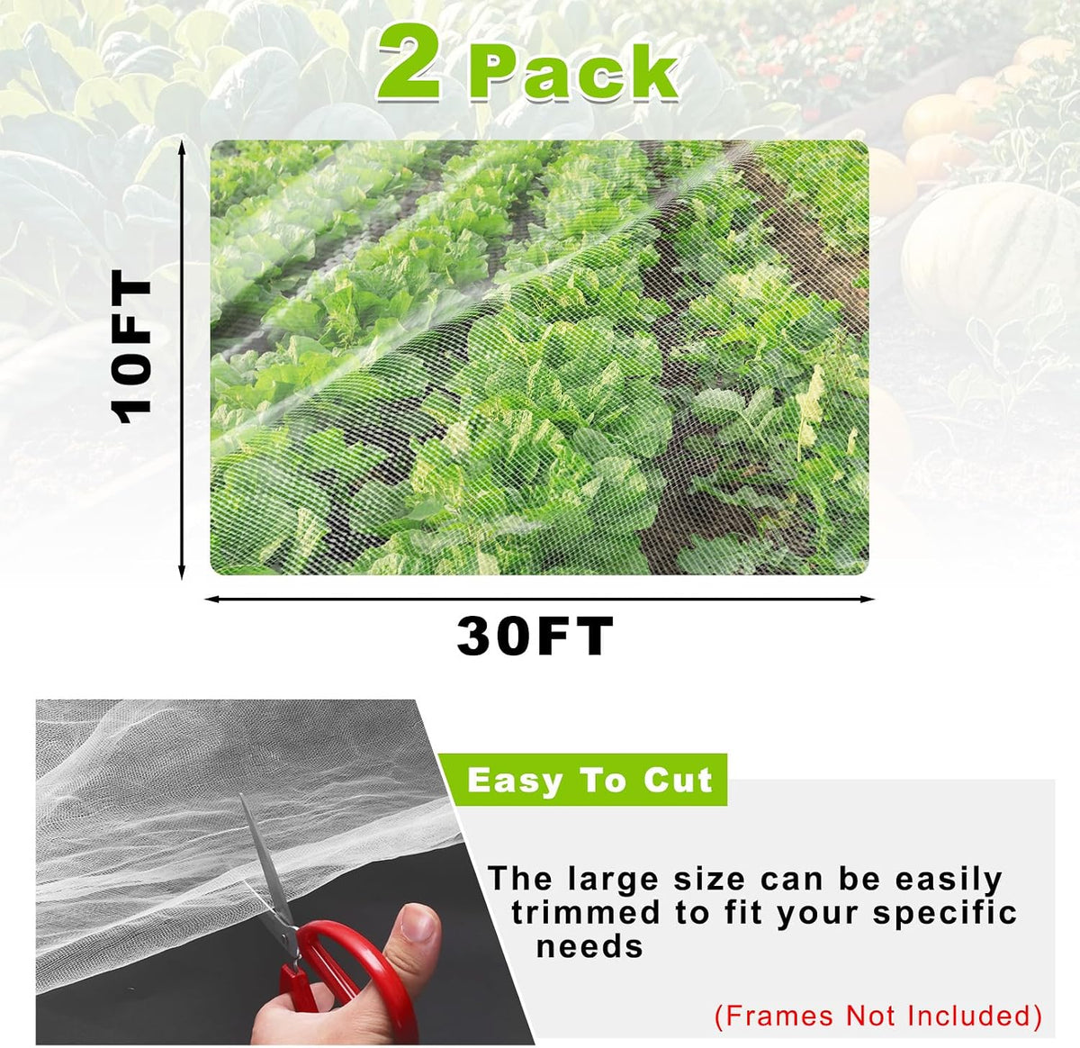 Remiawy Garden Netting, 2 Pack 10 x 33 FT Ultra Fine Garden Mesh Netting for Plants, Gardening Raised Bed Barrier Row Cover Protection Screen for Fruits Flowers Vegetables from Birds Animals Deer
