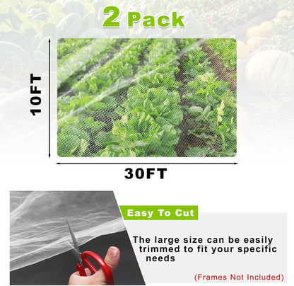 Remiawy Garden Netting, 2 Pack 10 x 33 FT Ultra Fine Garden Mesh Netting for Plants, Gardening Raised Bed Barrier Row Cover Protection Screen for Fruits Flowers Vegetables from Birds Animals Deer