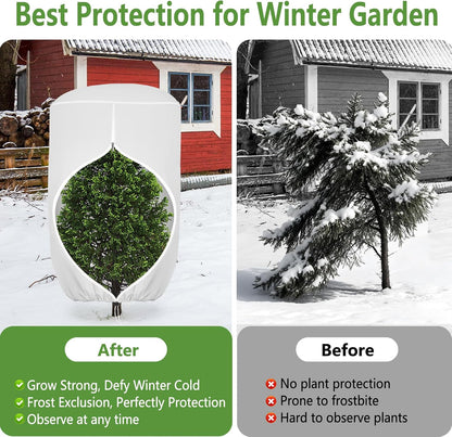 2 Pack Rounded Top Plant Covers Freeze Protection, 40"X47" Winter, White
