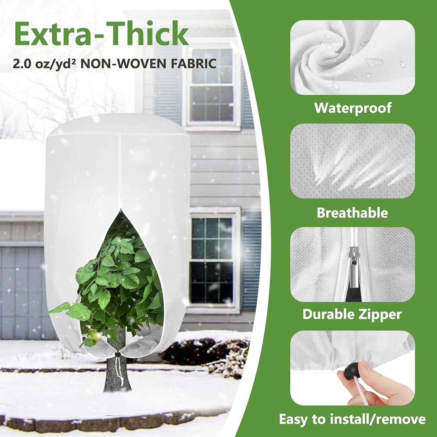 2 Pack Rounded Top Plant Covers Freeze Protection, 40"X47" Winter, White