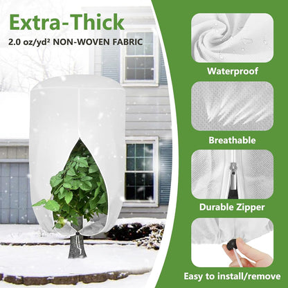 2 Pack Rounded Top Plant Covers Freeze Protection, 40"X47" Winter, White