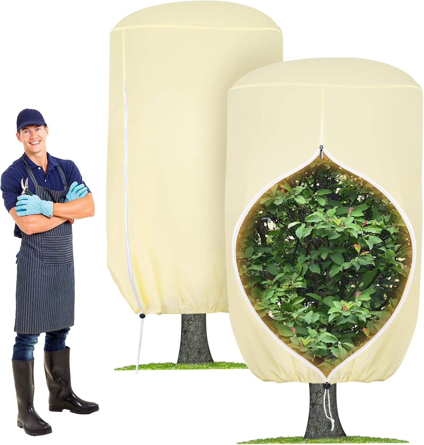 2 Pack Rounded Top Plant Covers Freeze Protection, 40"X47" Winter, White
