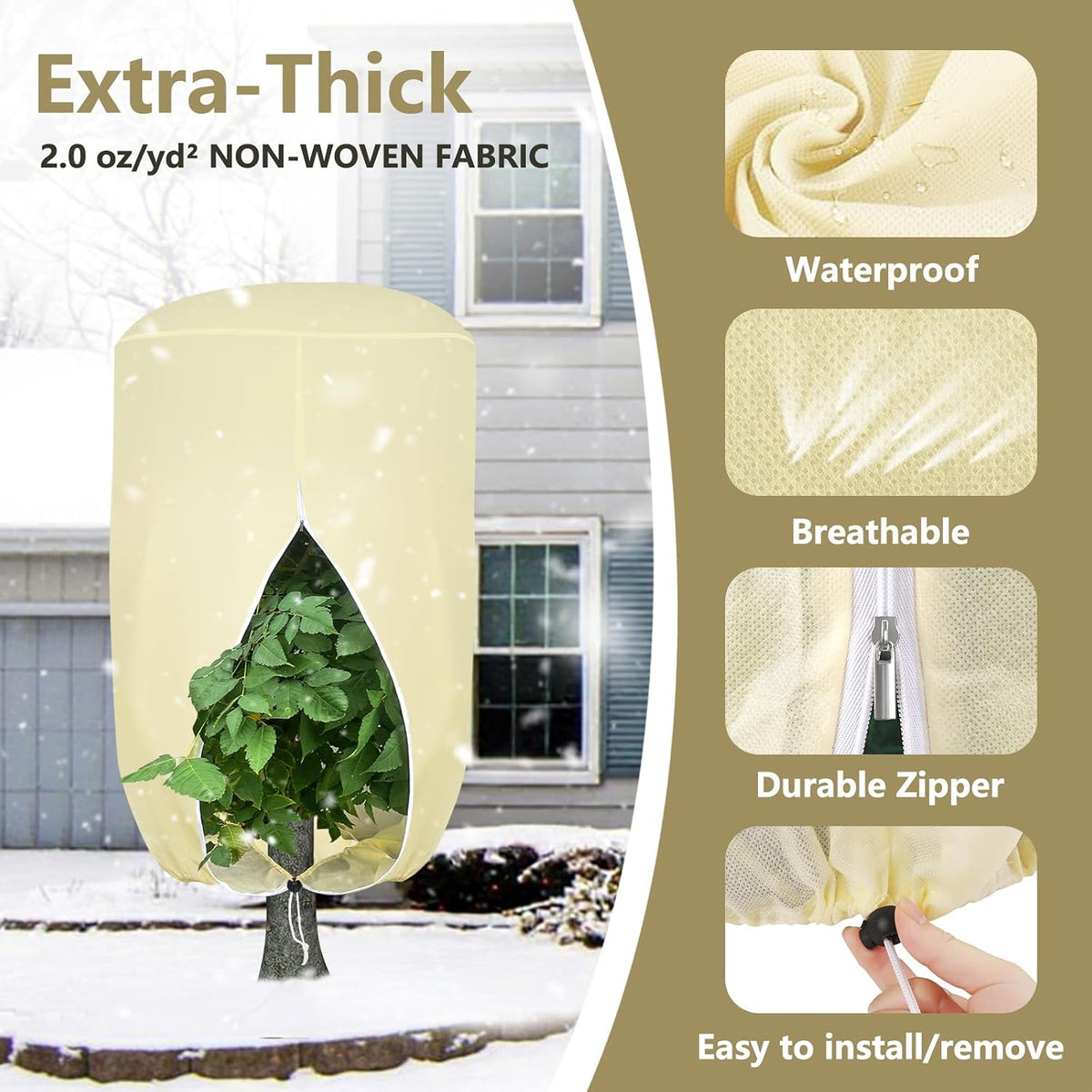 2 Pack Rounded Top Plant Covers Freeze Protection, 40"X47" Winter, White