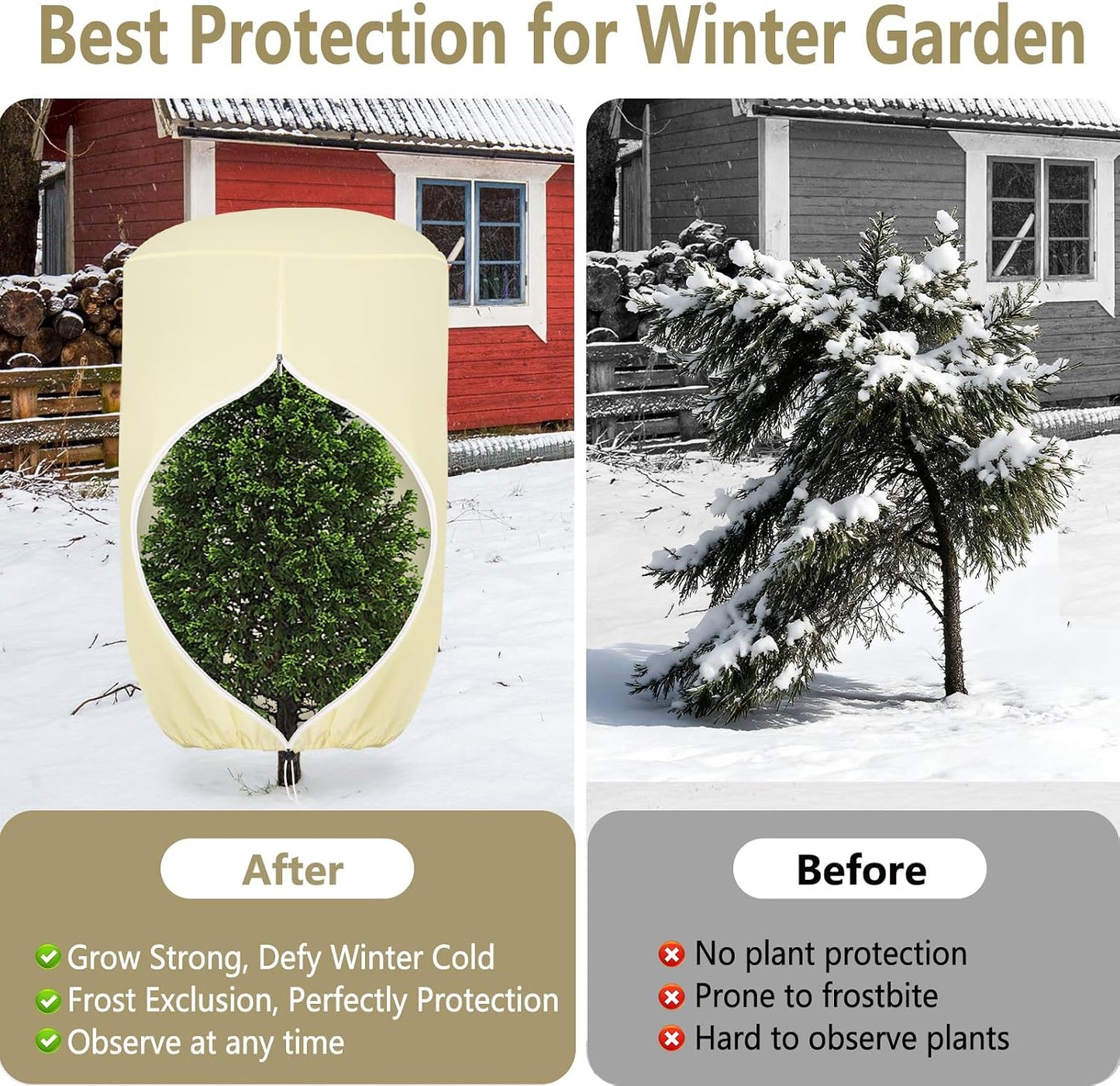 2 Pack Rounded Top Plant Covers Freeze Protection, 40"X47" Winter, White