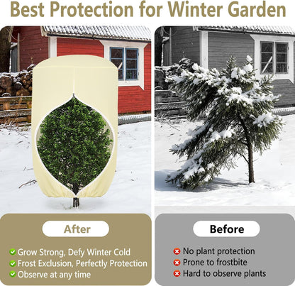 2 Pack Rounded Top Plant Covers Freeze Protection, 40"X47" Winter, White