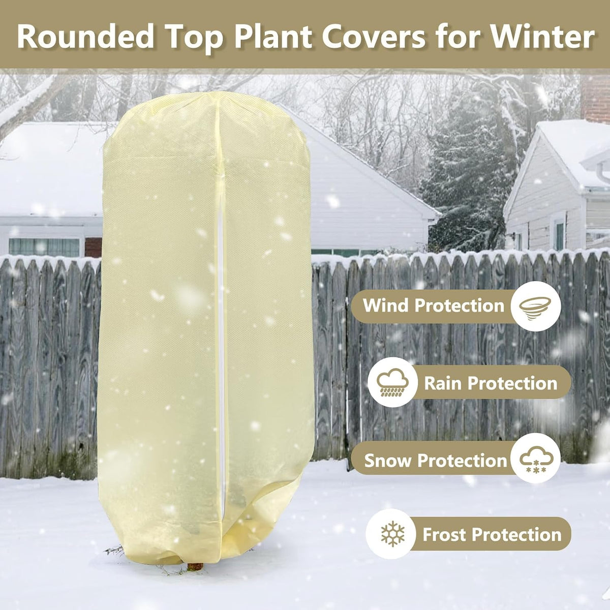 2 Pack Rounded Top Plant Covers Freeze Protection, 40"X47" Winter, White