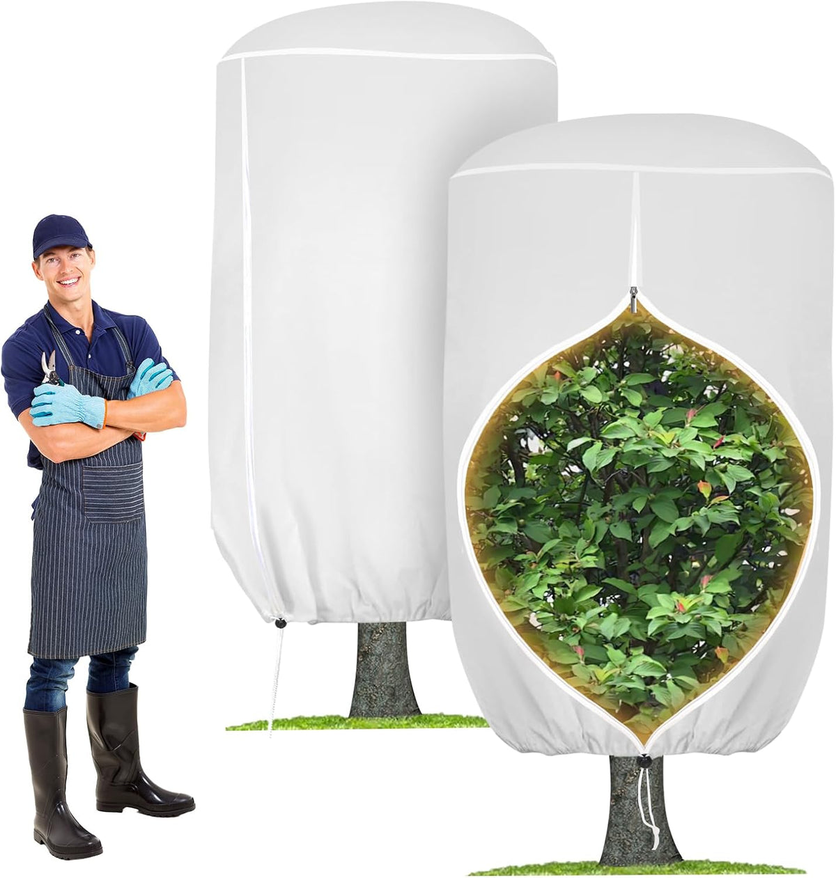2 Pack Rounded Top Plant Covers Freeze Protection, 40"X47" Winter, White
