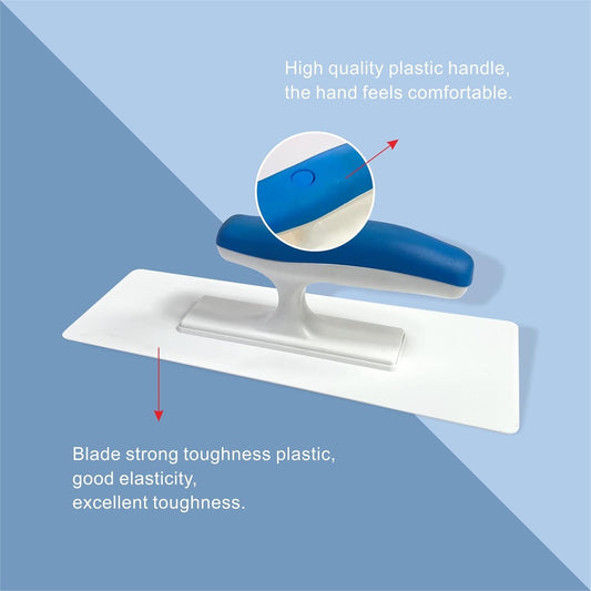 Plastic Trowel with Blue Comfortable Grip Handle, Includes 4" x 9.5'' Finishing Trowels, Lightweight Mounting Suitable for Scrape,Plastering and Paint Walls(D1147F)