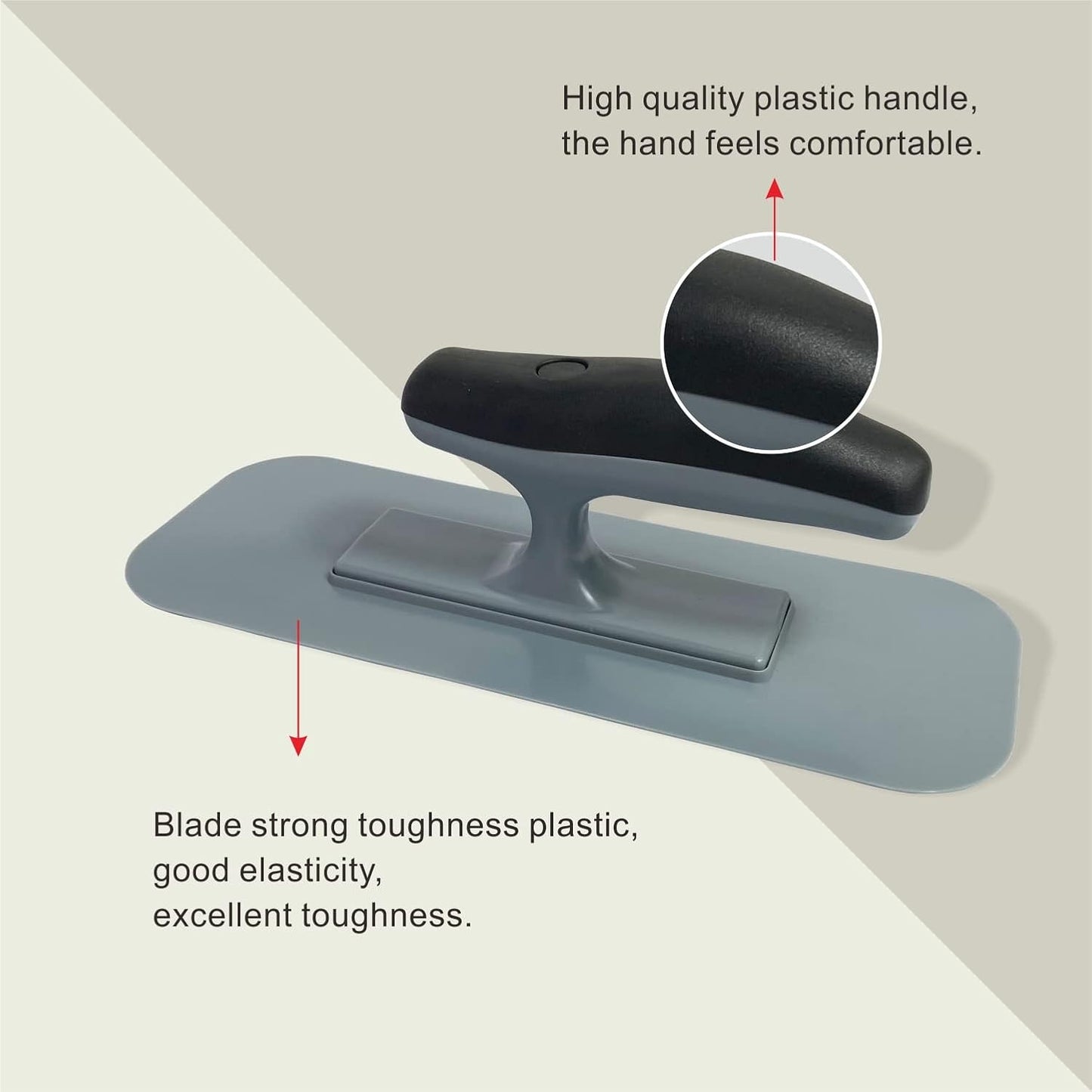 Plastic Trowel with Blue Comfortable Grip Handle, Includes 4" x 9.5'' Finishing Trowels, Lightweight Mounting Suitable for Scrape,Plastering and Paint Walls(D1147F)