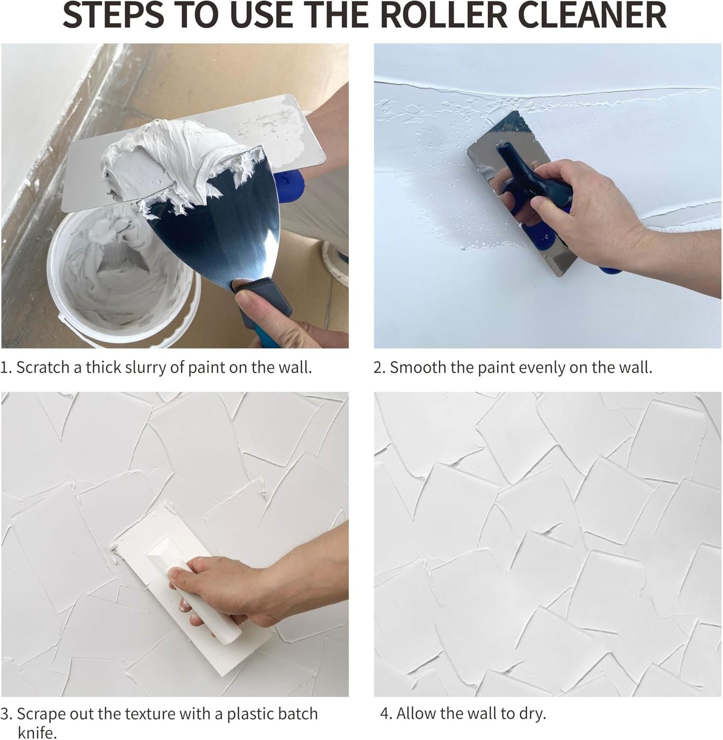 Plastic Trowel with Blue Comfortable Grip Handle, Includes 4" x 9.5'' Finishing Trowels, Lightweight Mounting Suitable for Scrape,Plastering and Paint Walls(D1147F)