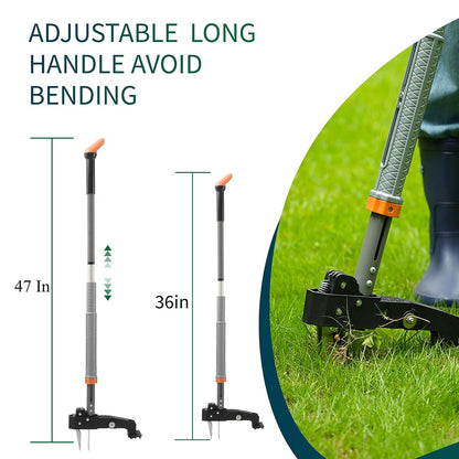 Weed Puller Tool, 4-Claw Stand Up Weed Handle Tool, Heavy Duty Gardening Weed Hand Remover with Adjustable Long Ergonomic Handle Up to 39 inch Without Bending, Pulling, or Kneeling