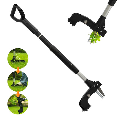 Weed Puller Tool, 4-Claw Stand Up Weed Handle Tool, Heavy Duty Gardening Weed Hand Remover with Adjustable Long Ergonomic Handle Up to 39 inch Without Bending, Pulling, or Kneeling