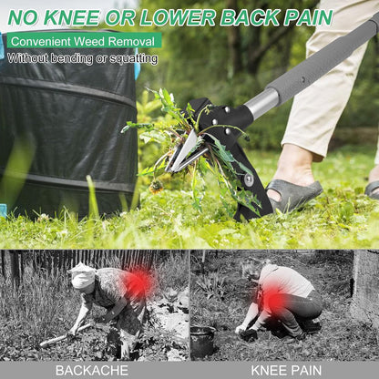 Weed Puller Tool, 4-Claw Stand Up Weed Handle Tool, Heavy Duty Gardening Weed Hand Remover with Adjustable Long Ergonomic Handle Up to 39 inch Without Bending, Pulling, or Kneeling
