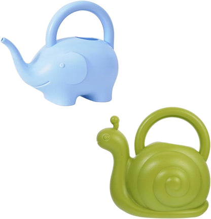 2Pcs Animal Watering Can - Small Water Can Plant Watering Pot for Indoor Outdoor Garden Plants, Adorable Elephant Snail Design